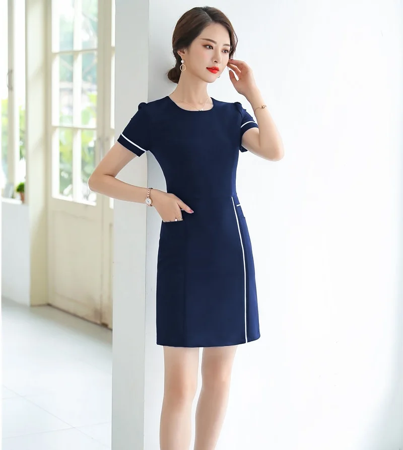 Женское мини платье с коротким рукавом летнее деловое Униформа 2019|Женские