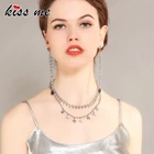 KISS ME голубые стеклянные бусины стразы звезда луна ожерелье с кулоном в корейском стиле модного серебристого цвета свадебные украшения