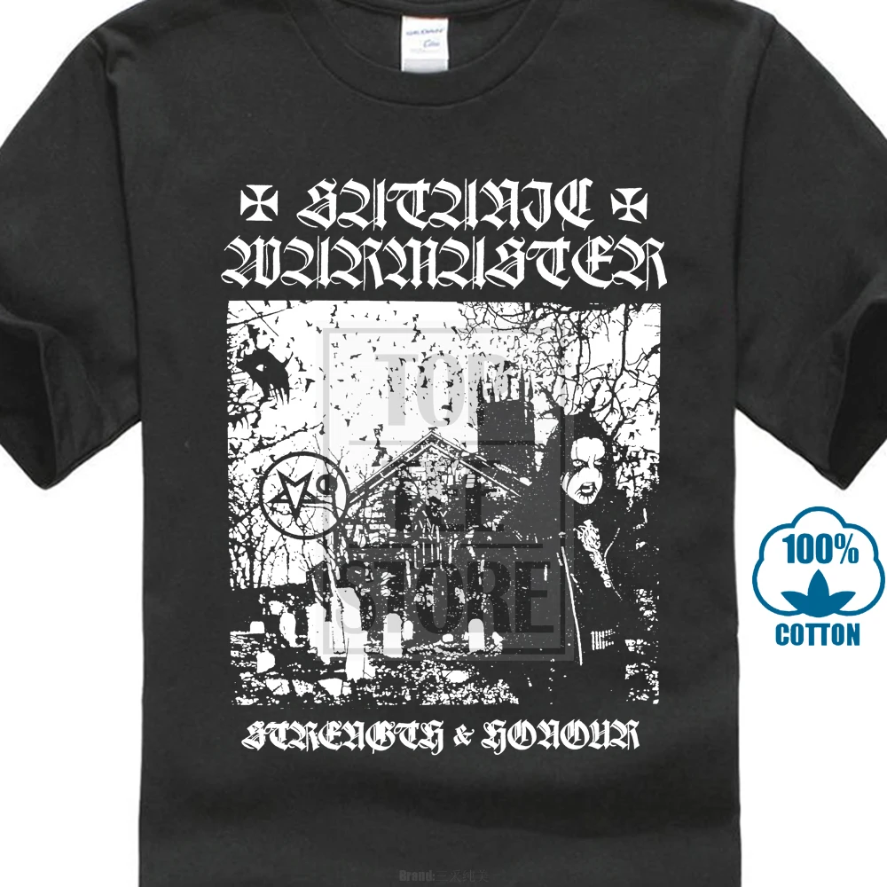 Satanic Warmaster Strength And Honour 2001 Обложка альбома Футболка свободная футболка бесплатная