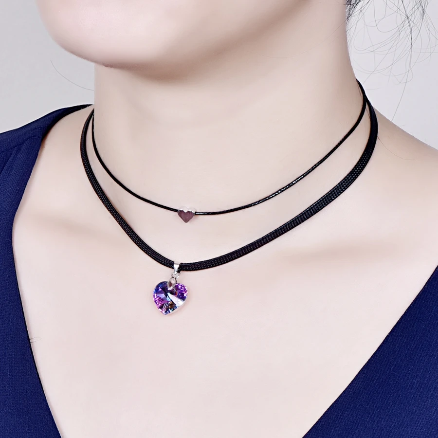 MALANDA сердце кристалл от Swarovski модные ожерелья-Чокеры ожерелья для Для женщин