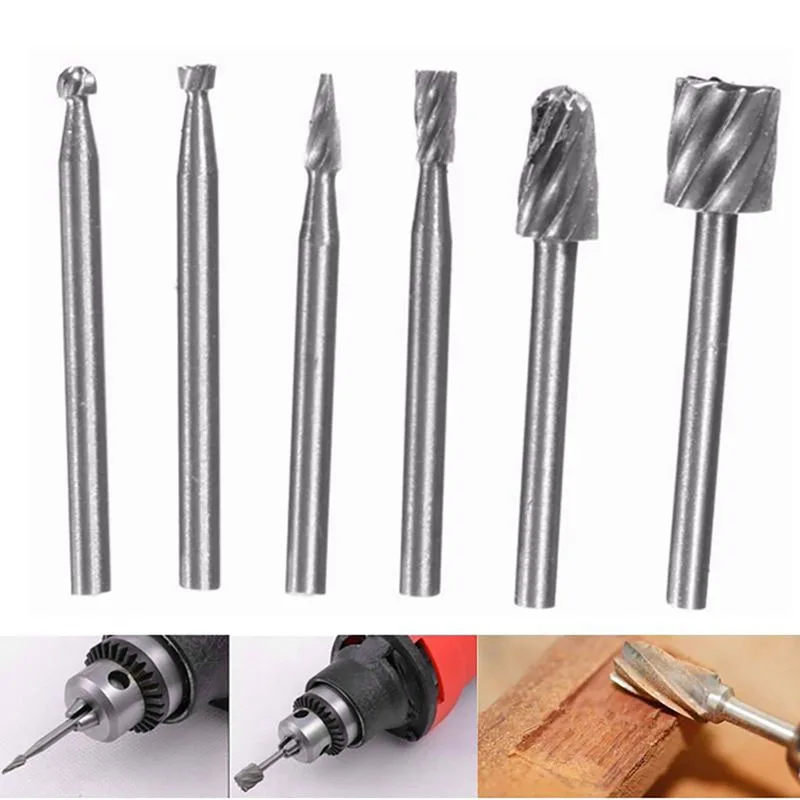 Prostormer 6 шт. вращающийся инструмент Dremel мини-набор сверл режущие инструменты деревообрабатывающий нож набор инструментов для резьбы по дереву аксессуары по дереву
