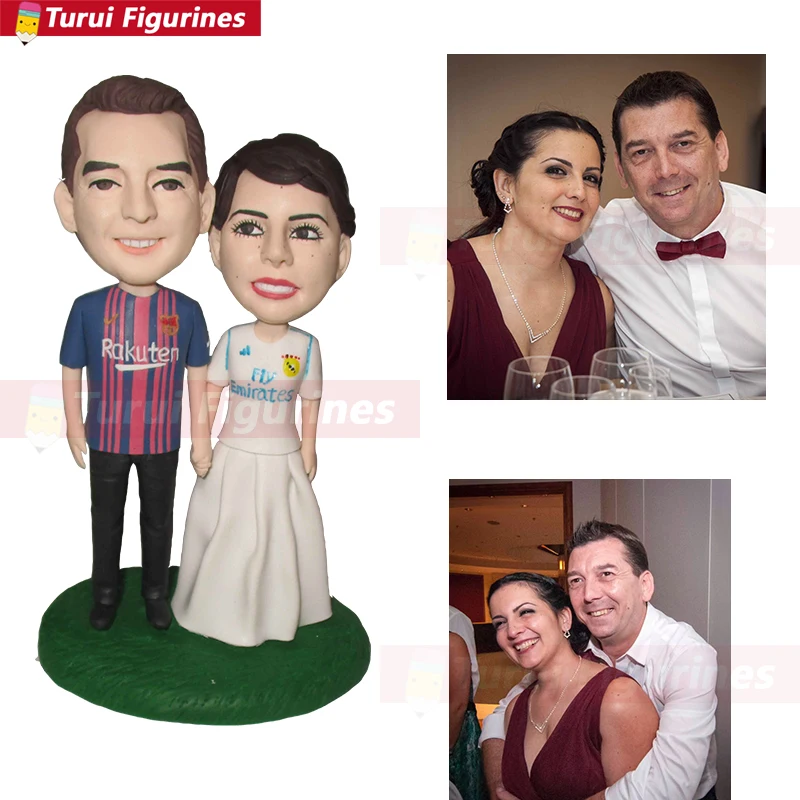 Custom lovers bobblehead traveler bobble head статуэтки Пара ручная работа Свадебный торт Топпер
