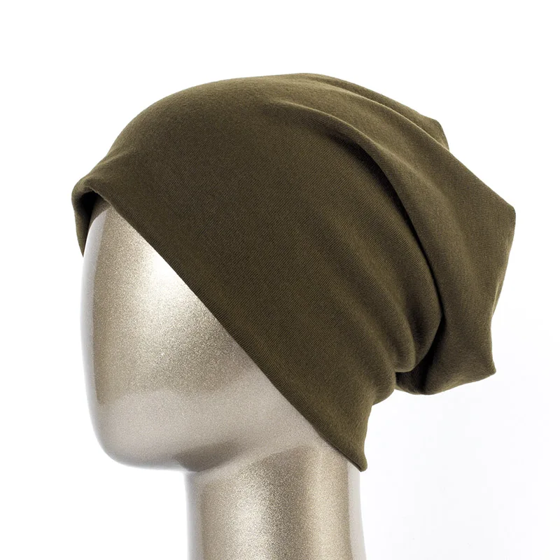 Army Green Geebro женская простая вязанная шапка Весенняя хлопковая громоздкая шапка бини для женщин вязаная шапка Bone женская черная шапка Skullies JS293A - Цвет: Army Green