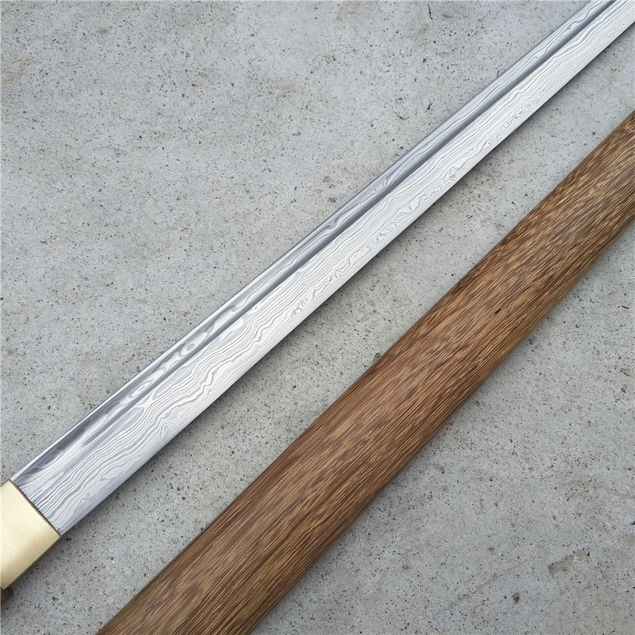 High Quality Stick Jian Sword Katana Groove Very Sharp Damascus Steel Blade Nice