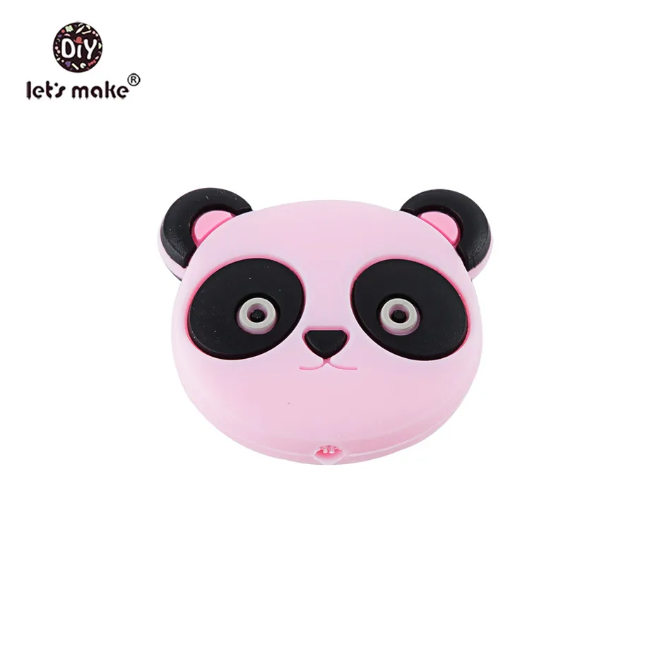 pink Let's Make DIY ювелирные изделия, силиконовые бусины в виде панды, 20 шт., силиконовые крошечные стержни, прорезыватели для зубов, силиконовая соска, клипсы, цепочка, изготовление бусин, детский Прорезыватель - Цвет: pink