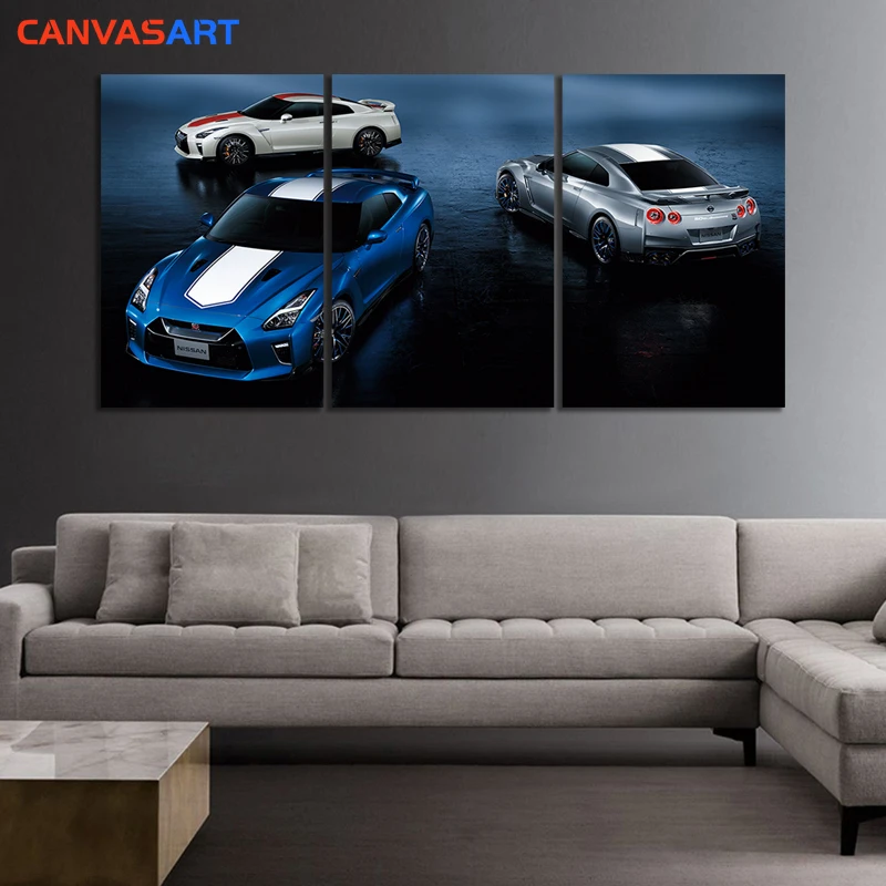 Холсте 3picece HD фотографии 2020 Nissan GT R 50th Юбилей Edition плакаты на стену изображения для