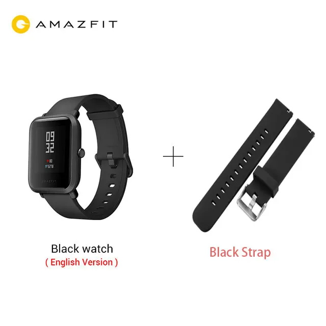 Black black strap Huami Amazfit Bip ультра-светильник 32g спортивные умные часы с Wi-Fi Bluetooth gps 45 дней в режиме ожидания - Цвет: Black black strap