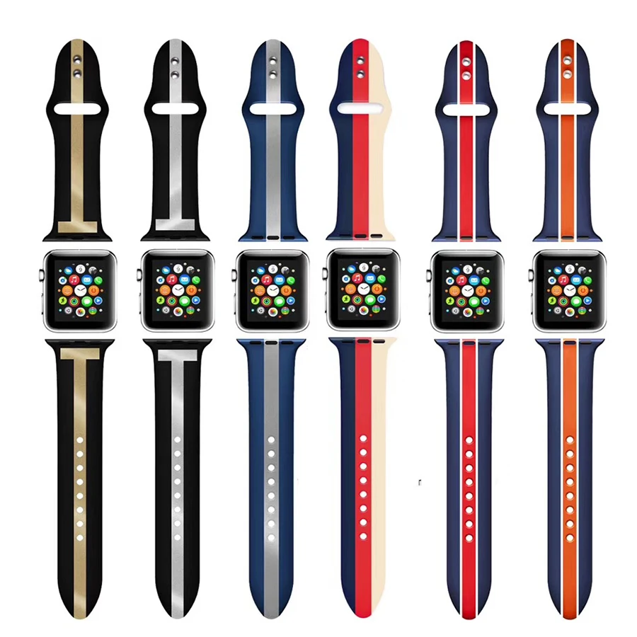 Спортивный ремешок JANSIN для Apple Watch series 4 3 2 1 силиконовый ремешок для iWatch Красочный мягкий Сменный адаптер AW 38 40 42 44 мм