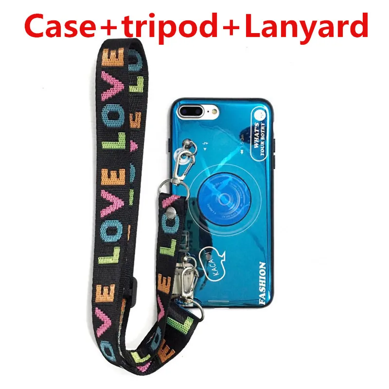 Case tripod lanyar Для huawei Y5 Y6 Y7 Y5 Y6 Prime Y7 Pro Y7 Y9 3D Стильный мягкий чехол из ТПУ с ремешком и кронштейном - Цвет: Case tripod lanyar