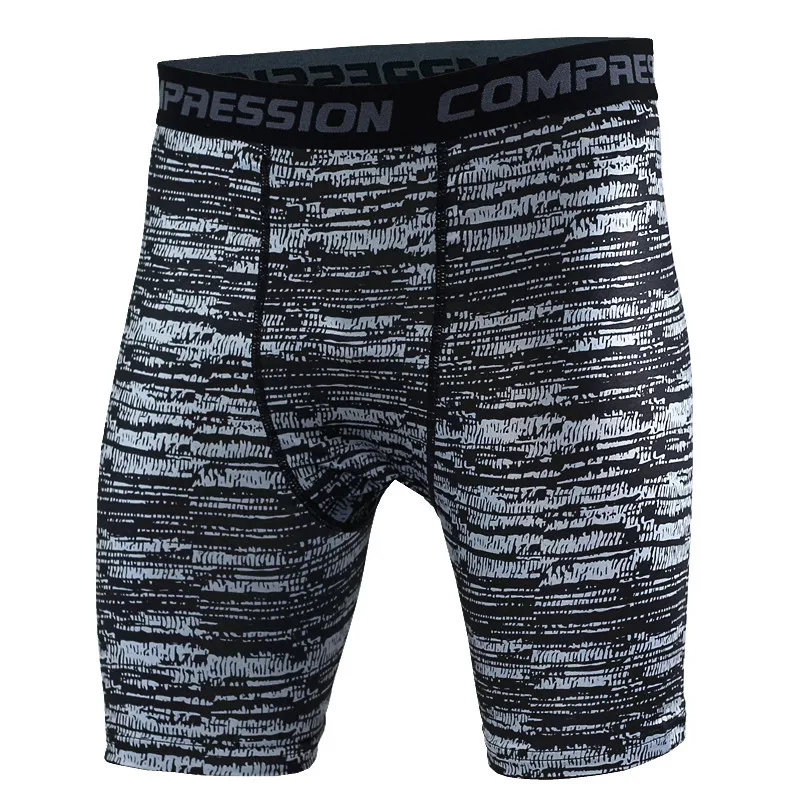 gray stripe Для мужчин s узкие эластичные Компрессионные шорты брендовая одежда влагу Бермуды мужские шорты для бодибилдинга - Цвет: gray stripe