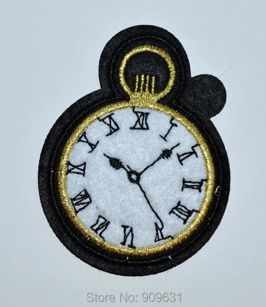 

30x Pocket Watch Iron On Patch- Clock Time Piece Embroidered Applique Badge