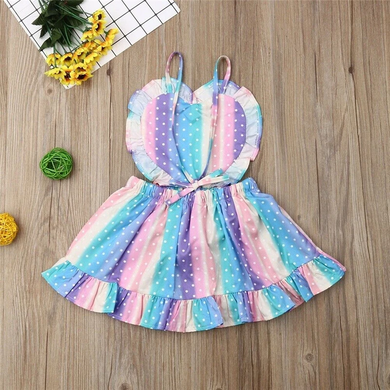 Toddler Baby Girl Love Colorful Sleeveless Dress Romper Summer Outfit Clothes | Детская одежда и обувь