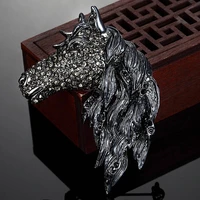 zlxgirl classic color enamel horse head animal brooches men jewelry metal scarf pins christmas gift banquet weddings accessories
