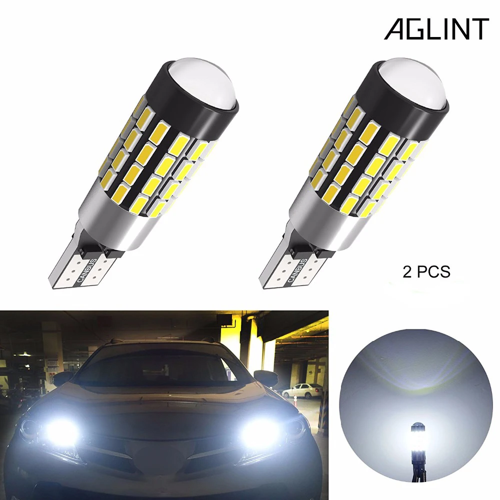 

AGLINT 2PCS T10 Interior LED CANBUS No Error 54SMD W5W 194 168 175 159 147 Clearance Width License Plate Light White 6000k12-24V