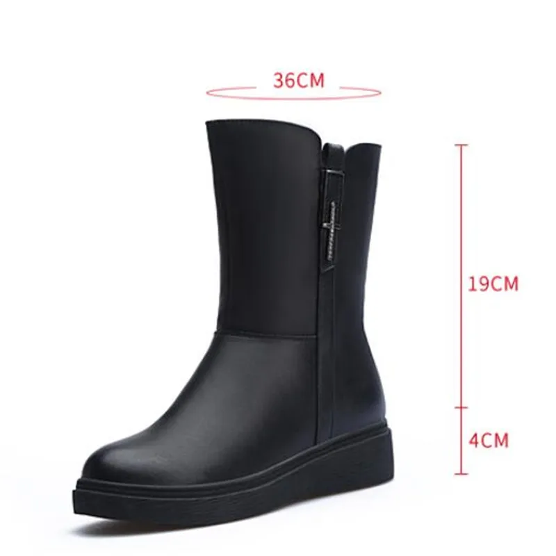 ZXRYXGS Brand Shoes Flat Non-slip In-tube Boots New Winter Women Boots Thick Wool Shoes Woman Snow Boots Cow Leather Boots