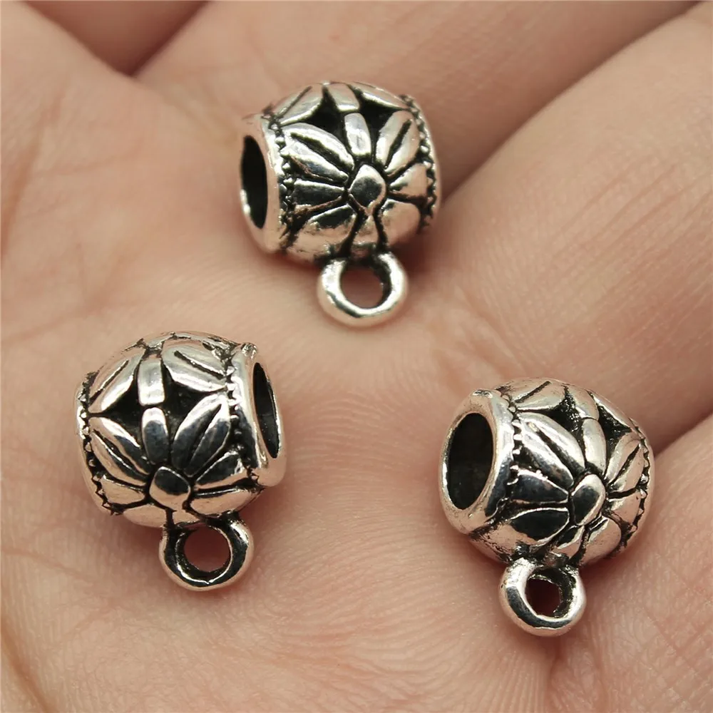 

4pcs 13x9x9mm Bail Beads Fit Charm Bracelet Findings Jewelry Making European Bail Beads Bail Beads Spacer Beads