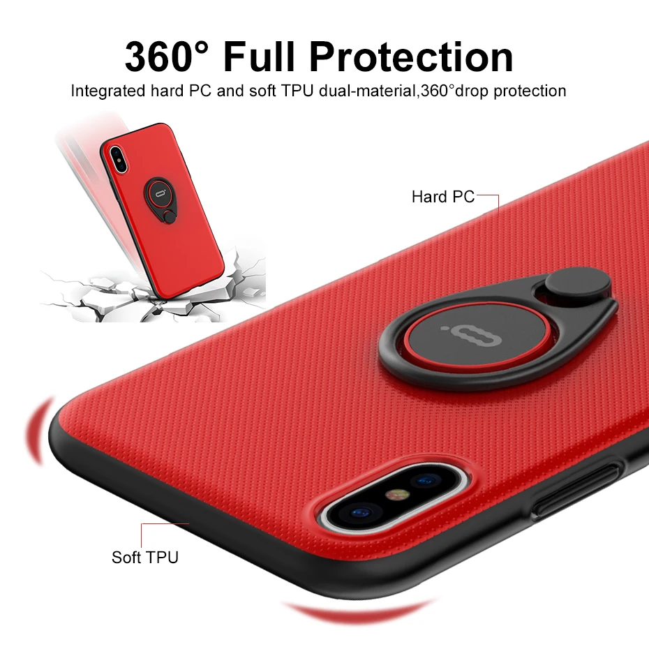 IX палец кольцо держатель телефона чехол для iphone X 10 случаях Slim 360 градусов
