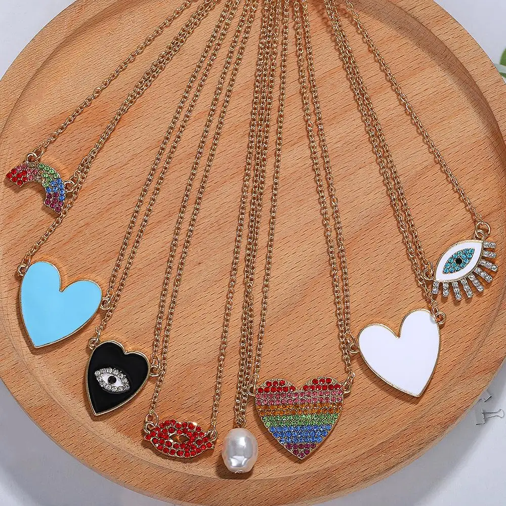 2019 новое сердце рот глаз стекло Подвески ожерелье корейские ювелирные изделия