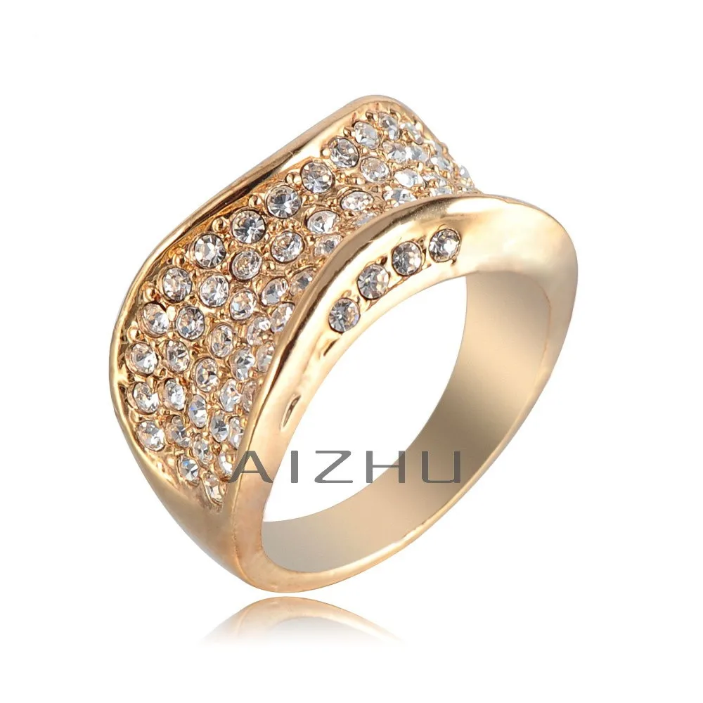 Luxury High Quality Full Czech Rhinestone Inlay Jewelry 18K Gold Plated Rageared Wedding Men Ring Design Size 5.5-10 | Украшения и