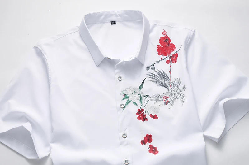 

Loldeal 2018 Chinese Style Print Men Shirts Brand Quality Summer Short Sleeve Shirt Men Casual Male Clothing M-7XL Camisas