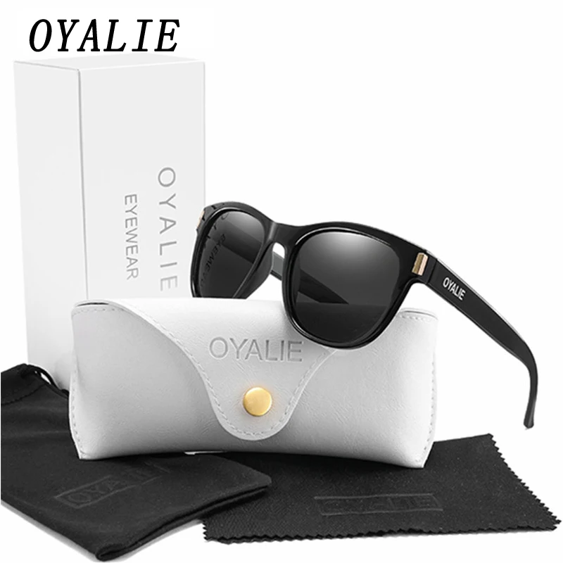 OYALIE поляризационные Овальные Солнцезащитные очки кошачий глаз очки женские солнцезащитные очки для мужчин очки драйвер Gafas Ciclismo с подарочной коробке