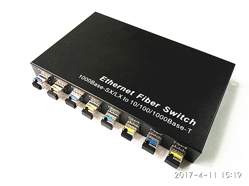 10 портовый гигабитный Ethernet оптоволоконный коммутатор 1310 нм с 8 портами SFP и