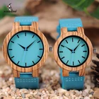 Мужские голубые часы с кожаным браслетом WC28 BOBO BIRD, часы в старинном стиле из дерева с голубым аналоговым дисплеем, часы из бамбука в подарочной коробке