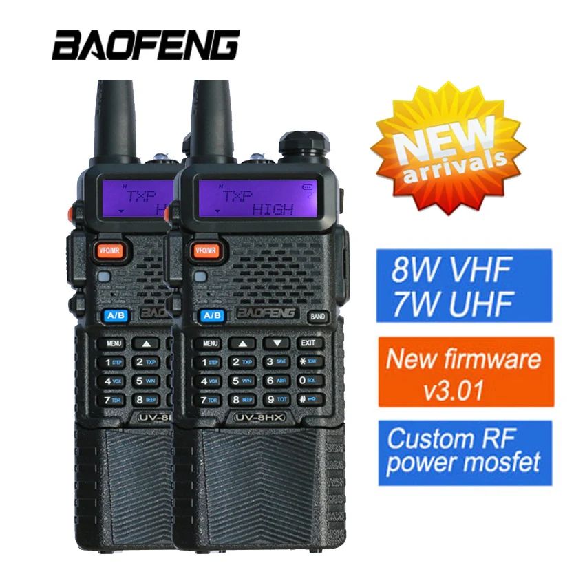 

Рация BaoFeng с двумя диапазонами UV5R, фонарь 128 каналов, два дисплея, FM радио для охоты, 2 шт.
