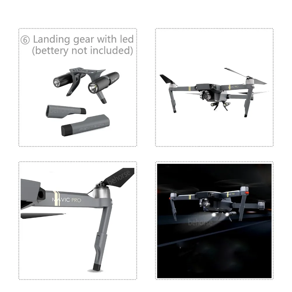 9 вариантов PGYTECH DJI Mavic Pro Аксессуары контроллер держатель планшета Пропеллер Защитный ремень крышка светодиодный светильник шасси