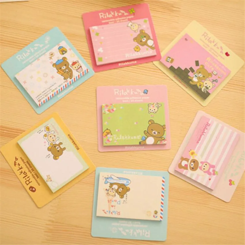 

3PC/Lot Rilakkuma Notepad / message post / Removable adhesive paper Memo Pad Sticky Notes School Office Escolar Papelaria