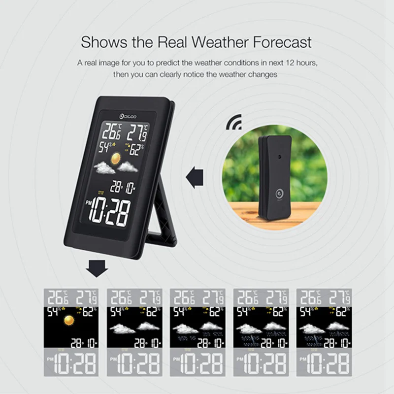 Digoo DG TH11300 беспроводной HD цветной экран USB уличная метеостанция VA стеклянный