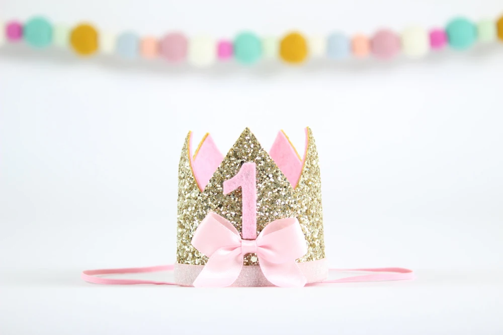 Корона для первого дня рождения блестящая корона с бантом девочки на первый день