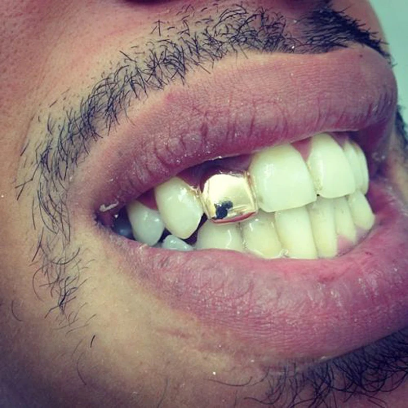 Новинка на заказ золотой цвет маленькая Кепка с одним зубом Grillz хип хоп ЗУБЫ