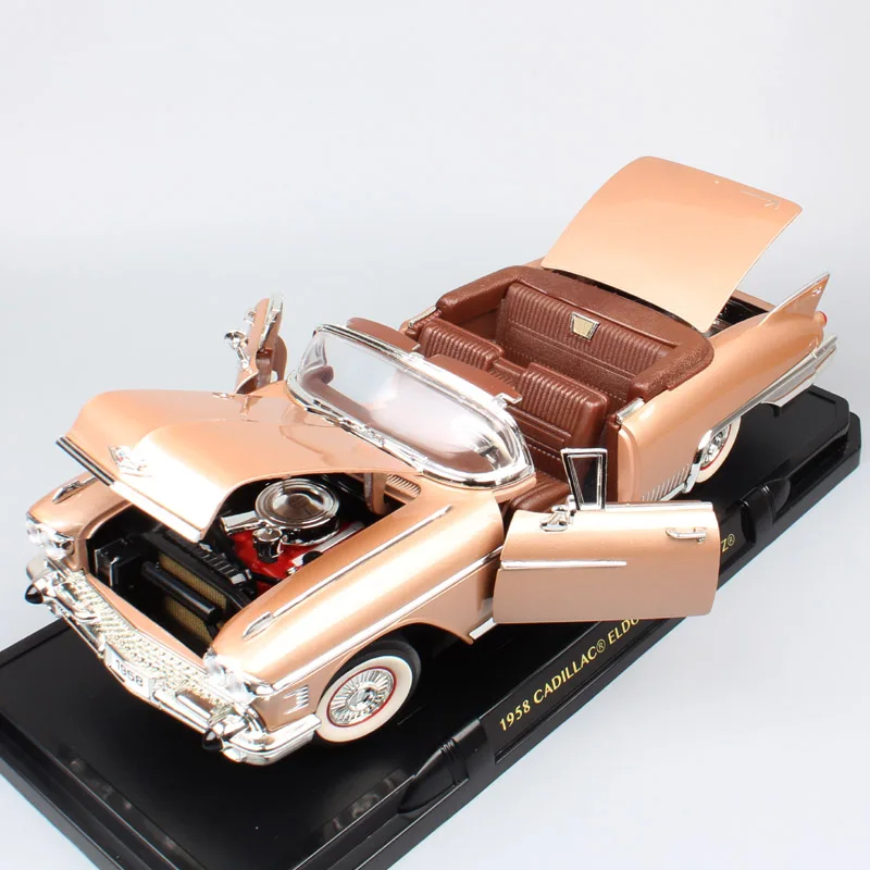 Детские 1/18 весы Роскошные винтажные GM 1958 Cadillac Eldorado Fleetwood Biarrotz Конвертируемые Diecasts& транспортные средства Машинки Игрушки модели