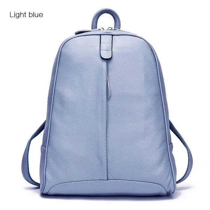 A Light Blue AODUX, женский рюкзак из натуральной кожи, верхний слой, коровья кожа, школьный рюкзак, сумка, светильник, синий/серый/розовый/белый/бежевый цвет - Цвет: A Light Blue