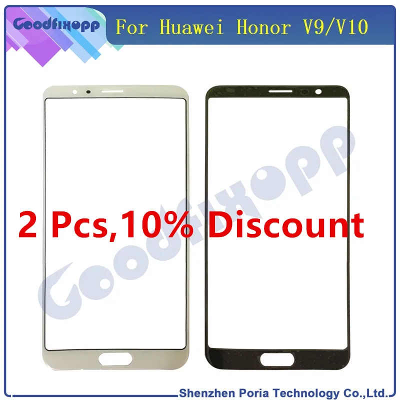 

Переднее стекло для Huawei Honor V9/V10, внешняя линза, передняя панель, дигитайзер, ЖК-дисплей, сенсорный экран, стекло, запасные части