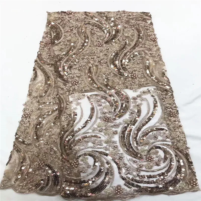 Hot Selling African Lace Fabric High Quality 2019 French Beads For Nigerian Wedding Dress With Sequins CDA194-3 | Дом и сад
