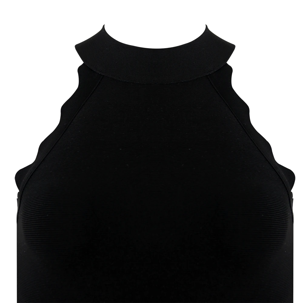 

Free Shipping Summer Fashion Sexy Knee Length Black Bandage Dress 2019 Knitted Elastic Party Dress