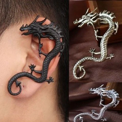 one piece dragon clip earrings for women brief jewelry accessories alloy nickel free fj049 | Украшения и аксессуары