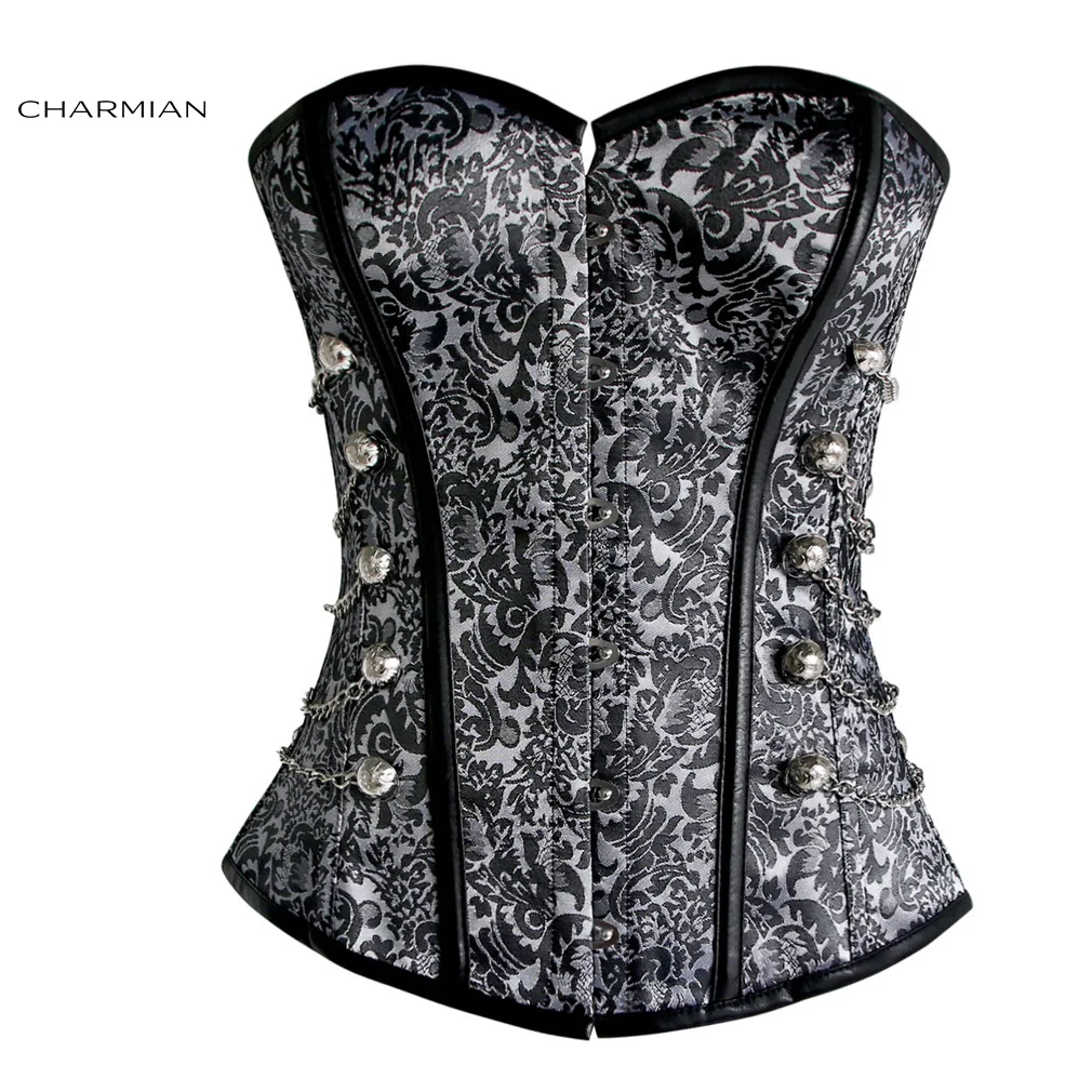 As shown 2 Charmian размера плюс, винтажный стимпанк корсет, спиральный корсет со стальными косточками, корсет, корсет, Espartilhos для женщин - Цвет: As shown 2