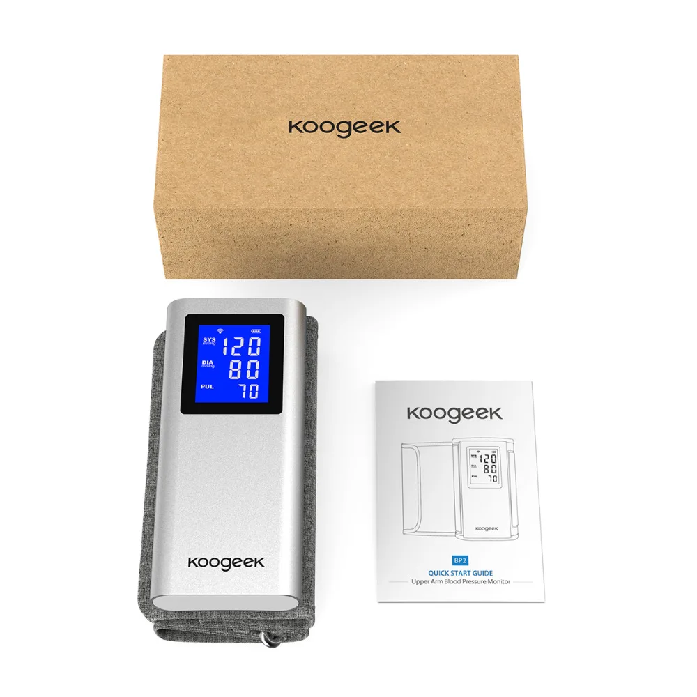 Koogeek FDA умный монитор артериального давления на руку большой ЖК-экран через Wifi Bluetooth Сфигмоманометр Перезаряжаемый для iOS Android