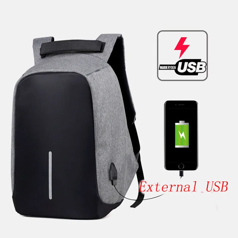Нейлон Материал backbag USB зарядка 15 дюймов Тетрадь сумка Водонепроницаемый рюкзак