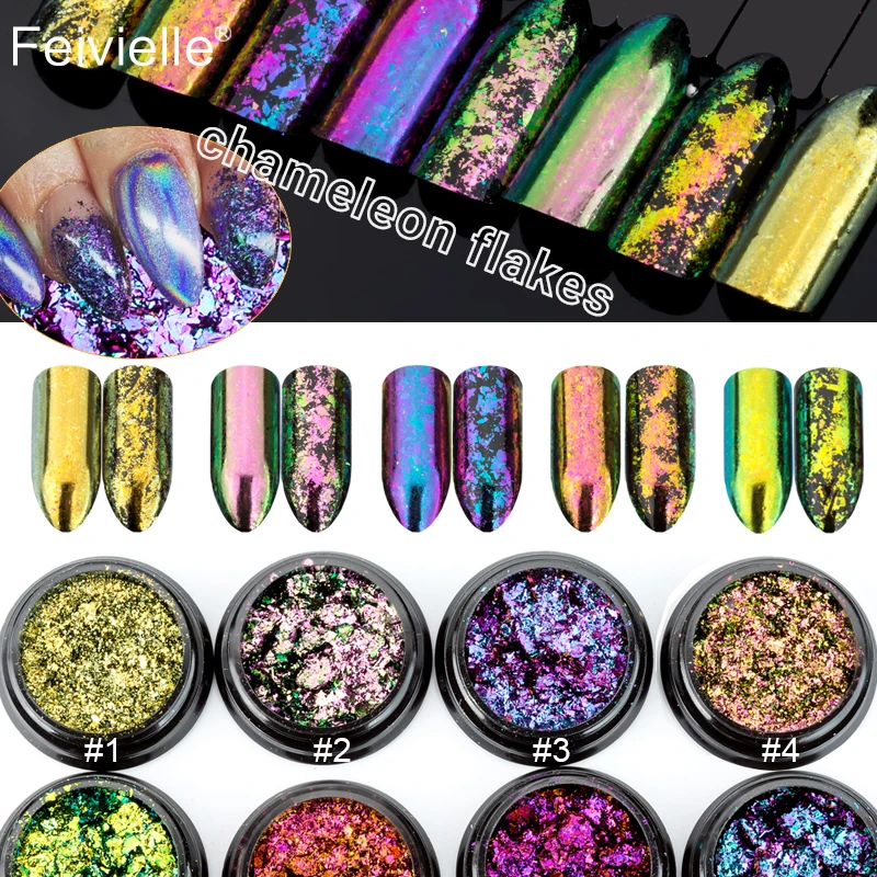 Feivielle г/кор. 0,2 хлопья Хамелеон Magic Multi Chrome 15 цветов ногтей косметическая пудра Блестки для ногтей книги по искусству гель маникюр поставки