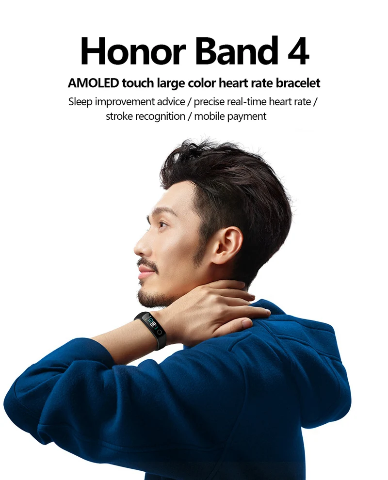 Умный Браслет Huawei Honor Band 5, Оксиметр кислорода в крови, Honor Band 4, сенсорный экран, пульсометр, Кнопка сна, глобальная версия