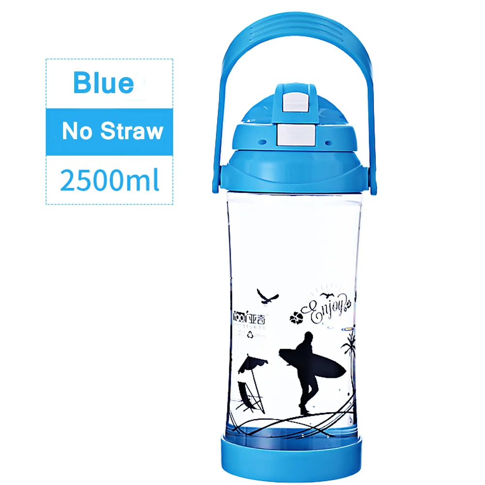 2500ml no straw 2500 мл/3000 мл 80 унций/96 унций Экологичная пластиковая бутылка для воды для взрослых ручная ручка космическая Спортивная альпинистская походная соломенная бутылка для воды - Цвет: 2500ml no straw