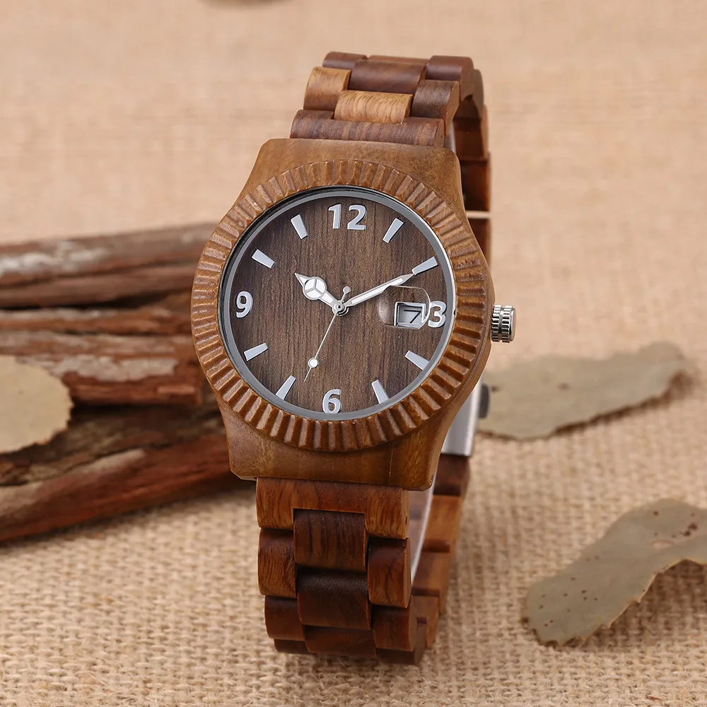 Топ Элитный бренд часы деревянные Часы Для мужчин наручные женщин зеленые с