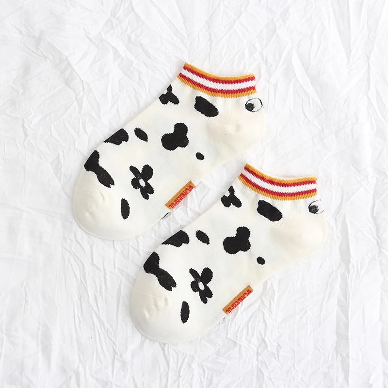 Летние носки, продукт, креативные, невидимые носки с граффити, хлопковые, Kawaii, с героями мультфильмов, в студенческом стиле, дышащие, Meia