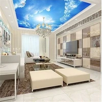 beibehang clouds sky blue and white wall paper interior ceiling top lobby living room conference wall mural wallpaper 3d