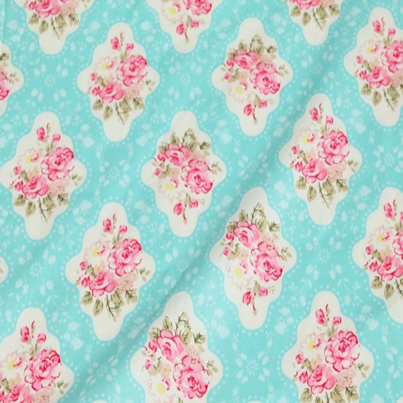 Весенняя хлопчатобумажная ткань с цветочным принтом четверть пучка Лоскутная