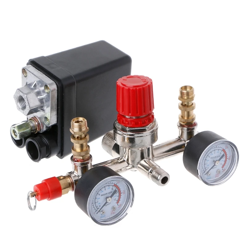

Pressure Regulating Valve Regulator Heavy Duty Air Compressor Pump Pressure Control Switch with Valve Gauge